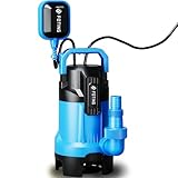 Schmutzwassertauchpumpe 900 W, 28000 l/h, Max durchlässige Partikelgröße: 3,8 cm,Förderhöhe max 11 m, Eintauchtiefe max 7 m, Einstellbarer Schwimmerschalter,Power Cord for Pool Draining Tub Pond