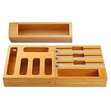 Organisation und Aufbewahrung von Aluminiumfolie, Holzfolien-Spender, Schneider, Folienbeutel, Sandwich-Tasche, Organizer, Schublade, platzsparend, große Kapazität, Küchenbeutel, Schneider geeignet