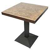 OHMG Bartisch, 60 x 60 x 75 cm, industrieller Retro-Esstisch, Bistrotisch, quadratischer Tisch, Bistrotisch aus Metall und Holz, industrieller Stil (2)