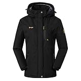 donhobo Damen Jacken Fleecejacke Winterjacke Wasserdicht Atmungsaktiv Verdickt Warm Winddicht Softshelljacke Outdoor Funktionsjacke (Schwarz, L)