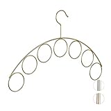 Relaxdays Kleiderbügel, Schalhalter, edles Design, Bügel für Bluse, Schal, Tuch, Accessoires, 3 mm dünn, Metall, gold