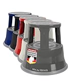 Floordirekt Rollhocker, Tritthocker, Elefantenfuß | Hocker für Buro oder Gewerbe | viele Farben | Kunststoff oder Stahl (Grau, Metall)