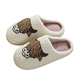 Hausschuhe Damen Warm, Bequeme Hausschuhe für Paare, süße Winter-Hausschuhe mit Cartoon-Stier und Pferd für Männer und Frauen, Dicke Sohle, warme Hausschuhe