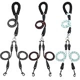 Doppel-Hundeleine, 360 Grad drehbar, kein Verknoten, Doppelleine für Hunde, stoßdämpfend, zwei Hundeleine, Doppelleine zum Spazierengehen, Training, Hunde, 3 Farben