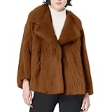 MODSGUE Damen Cropped Kunstpelz Jacke Revers Open Front Shaggy Pelzmantel Warm Flauschig Mantel Fake V-Ausschnitt Langarm Dicker Oversize Winter Kunstfell Felljacke Winterjacke Plüsch Wintermantel