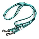 Wisedog 3m Seegrün doppelendige gummierte Hundeleine Leichtgewichtige Hands Free Leine für Hund rutschfeste Hands Free Hundeleine Fit für Spaziergänge Laufen Camping