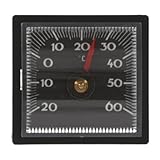 Lantelme Autothermometer selbstklebend und kabellos – Analoges Bimetall-Temperaturmesser für Innenraum – Geeignet für Auto, LKW, Wohnwagen und KFZ – Eckiges Thermometer in Schwarz