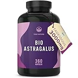 Bio Astragalus - 360 Kapseln - Hochdosiert: 3000 mg reinem Bio Rohstoff pro Tag - mit Polysacchariden - Reines Bio-Tragant - Ohne unerwünschte Zusätze - Vegan