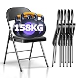 Asdsed Klappstühle 6er Set, Klappstuhl Gepolstert bis 158KG Tragfähigkeit, Klappstühle mit Starker Stahlrahmen für Haus Büro Garten Balkon Party, Innen- und Außenveranstaltungen (Schwarz)