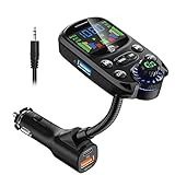 Bluetooth 5.3 FM Transmitter für Auto, SOARUN Bluetooth Adapter Auto QC3.0 & PD3.0 20W Dual USB Ladegerät, Kfz Radio Auto Freisprechanlage mit Höhen und Bass, Unterstützung U Disk/TF Karte/AUX