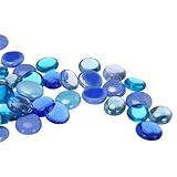 sourcing map Glasperlen, flache Glassteine, Blau, gemischt, 1,7–2,2 cm, Glasmurmeln, Kieselsteine für Vasenfüller, Aquarium-Dekoration, Basteln, 36 Stück