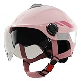 Halbhelm Motorradhelme Für Erwachsene Sturzhelm Mit Doppelvisier Rollerhelm Verstellbarer Multisporthelm Zum Radfahren Roller-Skateboarden D,(54-61CM)