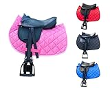 Brama West Kinder Shetty Sattel Set „My Little Pony“ | Sattel für Shetty Pony Holzpferd Plüschpferd | mit Satteldecke, Sattelgurt, Steigbügel & Steigbügelriemen | Zweifarbig Rosa Decke/Sattel Schwarz