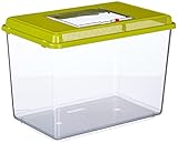 Ferplast Aquarium aus Kunststoff für Fische GEO Maxi Tank 21 L Behälter für Kleintiere Aquarium Terrarium Insekten Schildkröten, Robuster Kunststoff, Lüftungsgitter, 41,3 x 26 x h 29,8 cm grün