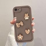Kueqeay Handyhülle für iPhone 7/8/iPhone SE 2022 /SE 2020 hülle 4,7'', Aesthetic 3D Khaki Schleife Mädchen Cute Puppe Muster Design Weiche Silikon Stoßfest Kameraschutz Schutzhülle Bumper Case, 04
