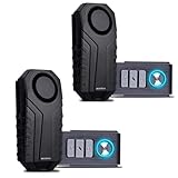 HENDUN Verbesserter Fahrrad Alarmanlage, Ebike Alarms, mit Fernbedienung, Wasserdicht, 110 Dezibel Super Laut, für Gepäck, Roller, Motorräder, Türen und Fenster usw Vibrationsalarm (2er-Pack)