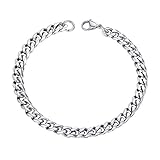 PROSTEEL Herren Armband 21cm Edelstahl Panzerkette Armband Hip Hop Bracelet 6mm breit kubanische Armkette Männer Jungen Modeschmuck Accessoire für Geburtstag