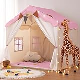 besrey 2 IN 1 Kinderzelt, Kinder Spielhaus Indoor mit Matte und Lichtern, Kinder Bettzelt,Spielzelt für Drinnen,Prinzessin Zelt, Kinderspielhaus, Kuschelecke Kinderzimmer Dekor ab 3 Jahre pink
