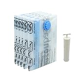 Amazon Basics Vakuumbeutel für Kleidung mit Luftdichtem Ventil und Handpumpe - Mittelgroß, 5er-Pack