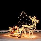 NCC-Licht LED Rentier mit Schlitten 11 Meter Lichtschlauch für innen & außen 120 x 66 x 23cm