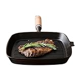 Générique Grillpfanne | Grillpfanne aus Gusseisen, quadratisch, Antihaftbeschichtung, tragbare und ergonomische Bratpfanne, multifunktionales Werkzeug für Grillen im Freien und Camping