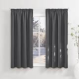 Runyéla Gardinen mit Kräuselband Thermovorhänge Kälteschutz Vorhänge Blickdicht 160 x 140 (HxB) Dunkelgrau 2er Set Verdunkelungsvorhänge für Schienensystem, Schiebegardinen für Wohnzimmer Curtain