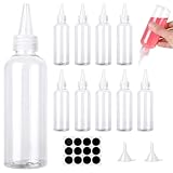 Amentalove 12 Stück 60ml Quetschflaschen Kunststoff, Klein Squeeze Flaschen, Spritzflaschen mit Trichtern Etiketten für Flüssigkeiten, öl, Sauce, Pigment-Aufbewahrungsflaschen, Dressingshaker