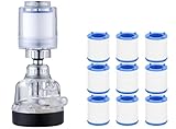 blitzelpureStream Drehbarer 360° Wasserhahnfilter mit Baumwollfilter – Transparenter Wasserfilter für Küche & Bad – 3 Sprühmodi & Wartungsfreundlich (Wasserhahn + 10filterelement)