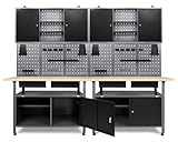 Ondis24 Werkstatteinrichtung Werkstatt Set Werkbank Fritz Hängeschrank Werkzeugwand Metall Schwarz Grau (Hängeschrank Kurt, 240 cm)