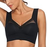 WOWENY Schlaf Bustier Still BH Damen Ohne Bügel Bralette Soft Bra Komfort Weicher Klassischer BH Schlaf-Bralette-BH Seamless Bustier Top Spitze Push up für Damen (Schwarz, XXL)