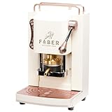 FABER COFFEE MACHINES | Pro Mini Deluxe Modell | 44 mm Kaffeepad-Maschine | Farbe Pure White Kupfer Oberfläche | Messing-Padspresse