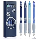 OFFCUP Radierbarer Kugelschreiber, 4 Blau Tintenroller Radierbar Gelstift, 0.5mm Radierstift Bär Cartoon Löschbarer Stift Erasable Pen für Kinder Studenten Geschenk Schul Bürobedarf - Blau