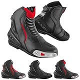 Vaster Moto Herren-Motorradschuhe aus Leder, rutschfeste Schutzstiefel wasserdicht Motorrad-Rennstiefel Biker-Schuhe (Halbrot, EU Schuhgrößensystem, Erwachsene, Numerisch, M, 40)