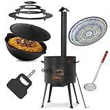 Ø36cm Uchag 2mm stahl Utschak-Ofen Adapter-Ringe Abzugsrohr 10L Kazan rund Kasan Utschag Feldküche Feuerstelle Campingofen Außenküche Eintopfofen Schaumkelle Grillfächer Orientalischer Teller