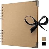 18 x 18 cm Sammelalbum mit 36 braunen Seiten Scrapbook-Album aus dickem Kraftpapier, lösungsmittelfreies Fotoalbum, Spiralalbum, gestalten Sie Ihr eigenes Fotobuch für Kunst- und Bastelprojekte