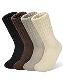 Tialfas Dicke Wollsocken Wärmende Socken Damen Wool Socks 4 Paar Thermosocken Wandersocken Kuschelsocken, Wintersocken für Trekking und Skiarbeiten Bei Kaltem Wetter Arbeiten