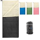 Schlafsack Outdoor, Ohuhu Kleines Packmaß & Ultraleicht (860g) Sommer, Tragbar Leicht Wasserdicht Deckenschlafsack mit Kompressionssack für Camping, Backpacking, Wandern, Reisen, Schwarz