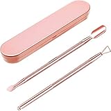Nagelhaut Pusher Remover Kit, Edelstahl Dreieck Nagelhautschäler Schaber und Doppelt Beendet Nagelhautschieber Cutter Löffel Nagelreiniger Gel Nagellack Nagel Kunst Entferner Werkzeuge (Rose Gold)