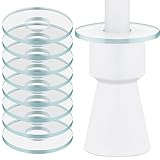 Zonon Set von 10 Tropfenfänger für Kerzen Taufkerze Tropfschutz Transparente Kerzen Manschetten Runde Glas Tropfenfänger für Stabkerzen Kommunionkerze Kerzenständer, Klar (2,3 cm)
