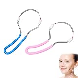 2 Stück Gesichtsepilierer, Frühlings Gesichtsepilierer, Manueller Tragbarer Kunststoff Epilierer,Edelstahl Epilierer, Für Gesichtshaarentfernung,Stirn,Wange,Oberlippe,Pink und blau