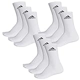 adidas CUSHIONED CREW Tennissocken Sportsocken Damen Herren Unisex 9 Paar, Farbe:White, Socken & Strümpfe:43-45