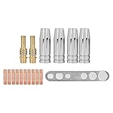 17-teiliges Zubehörset für MB 15AK MIG-Schweißbrenner, Kontaktspitzenhalter, konische Düse, Schutzscheibe und -becher mit Schlüssel für Ersatzteile des MB 15AK MIG-Schweißgeräts