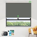 HOMEDEMO Elektrische Rollos Verdunkelungsrollo mit Motor & Fernbedienung, Dunkelgrau 80x150cm(BxH)