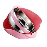 PHENOFICE Reisschüssel aus Edelstahl Reisfilter Ablaufkorb Küchensieb Schüssel Spülkorbsieb kitchen storage basket kitchen drain basket Waschschüssel und Sieb Fruchtsieb Plastik Rosa