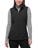 33,000ft Weste Damen Outdoor Leichte Softshell-Weste Ärmellose Jacke Winddichte Fleece Damenweste für Laufen Golf Wandern Schwarz 48