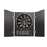 Yolancity Elektronische Dartscheibe E-Dartboards Dartautomat mit 4 LED-Anzeige und 12 Darts und 88 Pfeilkopf 27 Spiele und Adapter Elektronische Dartboard für 1-16 Spieler (Schwarz, 102 * 62cm)
