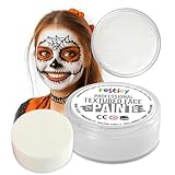 Festicy Profi Theaterschminke Weiß, 20g, inkl. Schwamm | Halloween Schminke 2025 & Karneval | EN 71-3 & Reach Zertifiziert | Kinderschminke für mind 30 Gesichter I Vampir, Geist, Clown, Face paint