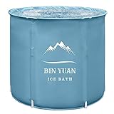 Foldable Bathtub Adult Portable Bathtub 70 x 68 cm for Adults Round Foldable Plastic Bathtub for Spa Time Alkaline Bath Salt Bath Ice Bath Adults (Hellblau)