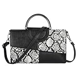 Reberomantique Damen-Handtasche mit Schlangenhaut-Flap-Tragetasche, Tragegriff oben, PU-Leder, Clutch, lässig, Schultertasche, Crossbody-Tasche, Schwarz + Weiß, One Szie