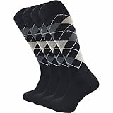 warme Kniestrümpfe für Damen & Herren (4 Paar) | lange Socken mit Komfortbund | ideal auch als Reitsocken mit gepolsterter Sohle (DE/NL/SE/PL, Numerisch, 39, 42, Regular, Regular, schwarz kariert)